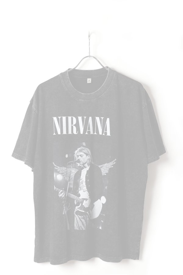 画像1:   NIRVANA Print Round Neck T-shirt{-BFS} (1)