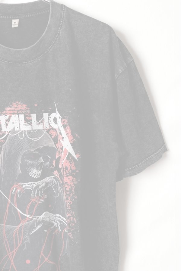 画像3:   Metallica Print Round Neck T-shirt{-BFS} (3)