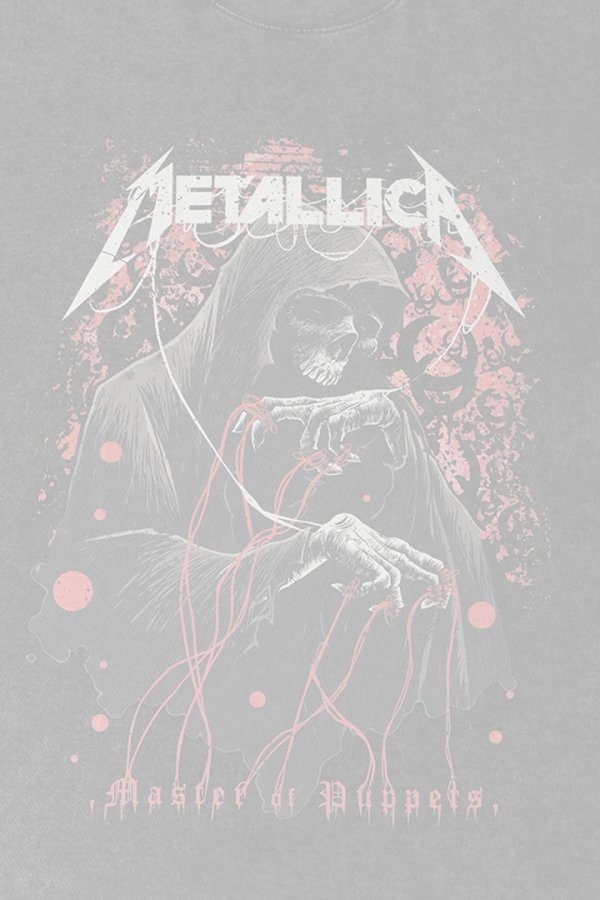 画像4:   Metallica Print Round Neck T-shirt{-BFS} (4)