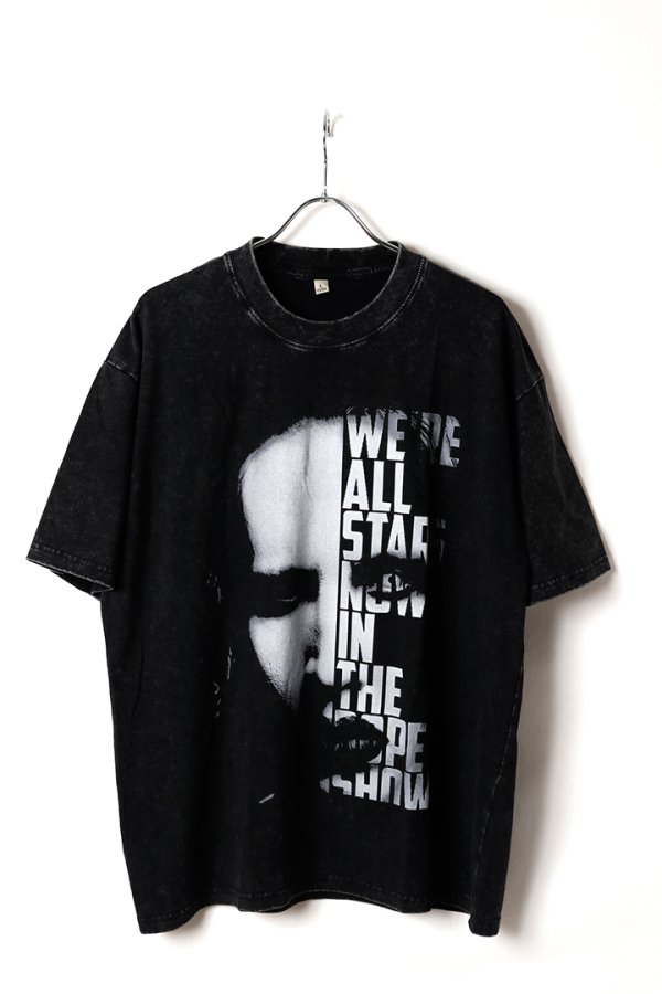 画像1: Marilyn Manson Print Round Neck T-shirt{-BFS} (1)