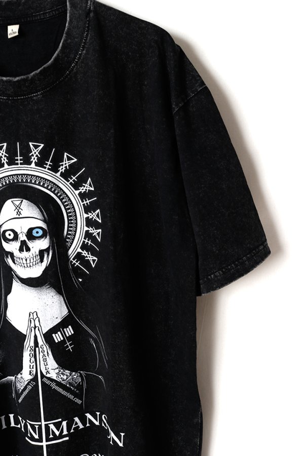 画像3: Marilyn Manson Print Round Neck T-shirt{-BFS} (3)
