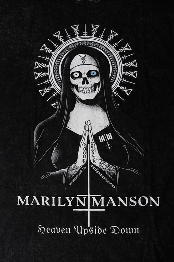 画像4: Marilyn Manson Print Round Neck T-shirt{-BFS} (4)