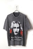 画像1: Marilyn Manson Print Round Neck T-shirt{-BFS} (1)