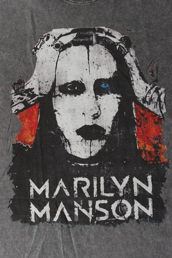 画像4: Marilyn Manson Print Round Neck T-shirt{-BFS} (4)