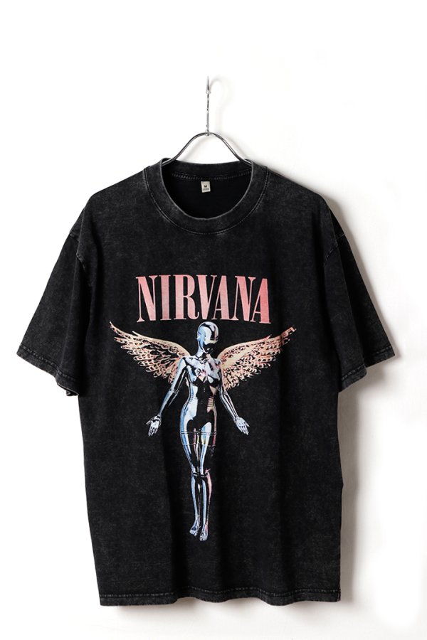 画像1: NIRVANA Print Round Neck T-shirt{-BFS} (1)