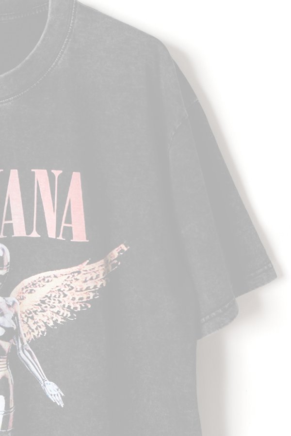 画像4:   NIRVANA Print Round Neck T-shirt{-BFS} (4)
