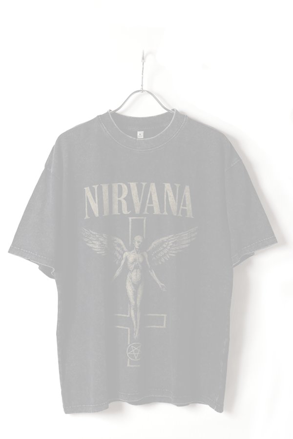 画像1:   NIRVANA Print Round Neck T-shirt{-BFS} (1)