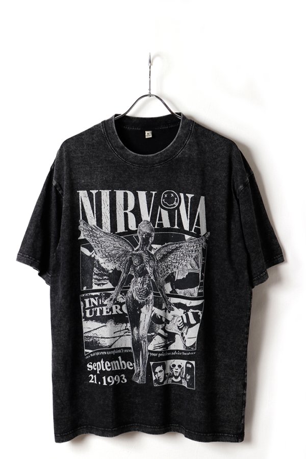 画像1: NIRVANA Print Round Neck T-shirt{-BFS} (1)