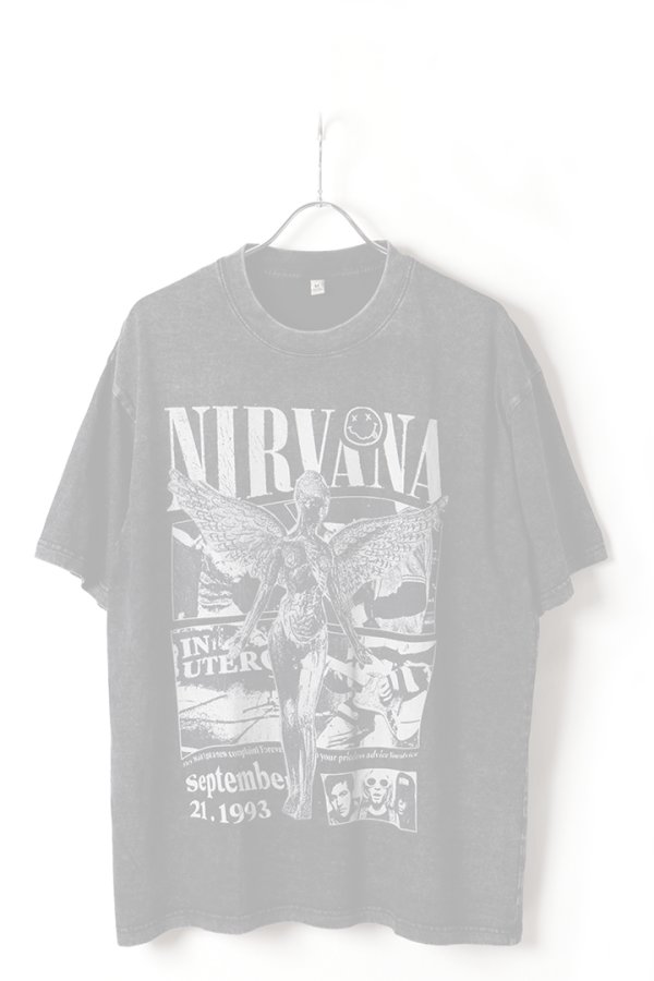 画像1: NIRVANA Print Round Neck T-shirt{-BFS} (1)