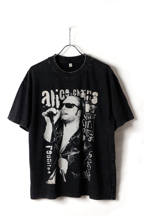 画像1: Alice In Chains Print Round Neck T-shirt{-BFS} (1)
