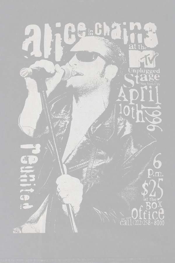 画像4:   Alice In Chains Print Round Neck T-shirt{-BFS} (4)