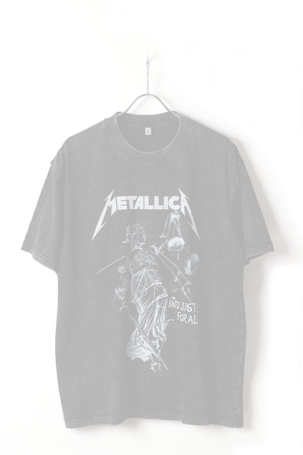 画像1:   Metallica Print Round Neck T-shirt{-BFS} (1)