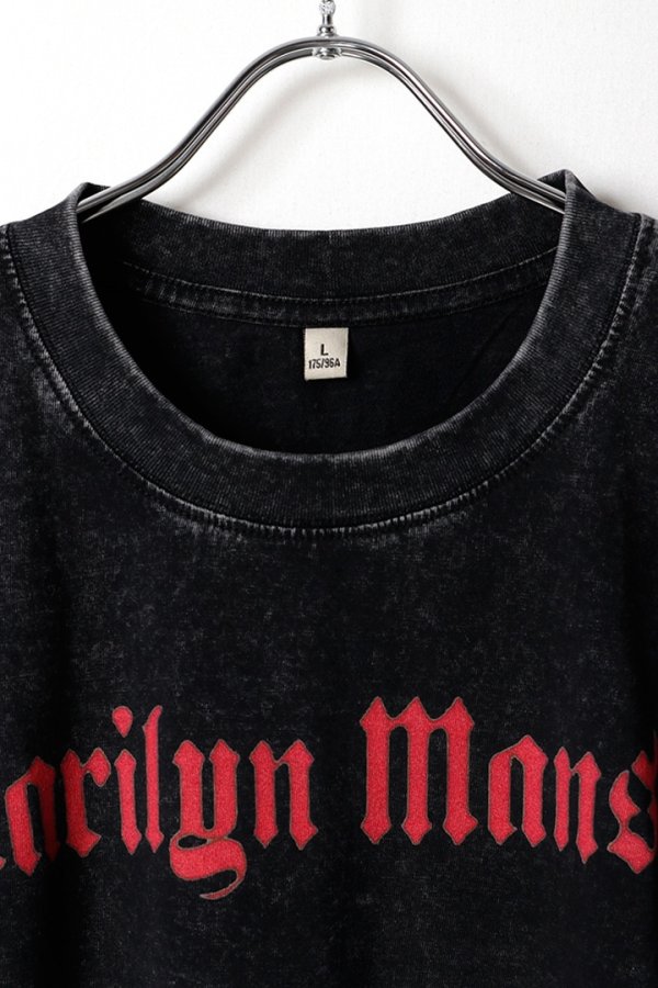 画像2: Marilyn Manson Print Round Neck T-shirt{-BFS} (2)