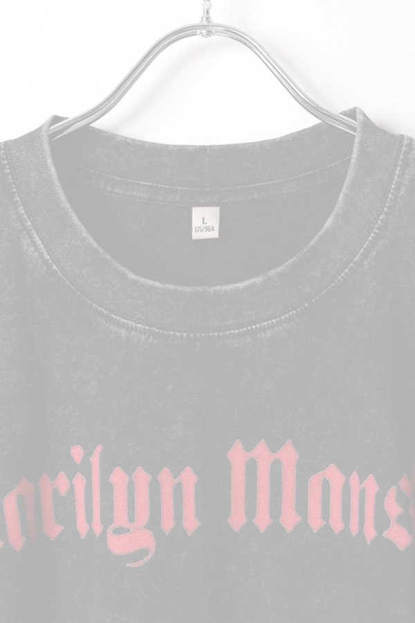 画像2:   Marilyn Manson Print Round Neck T-shirt{-BFS} (2)