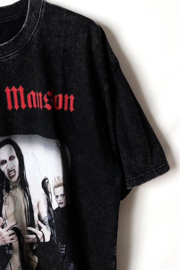 画像3: Marilyn Manson Print Round Neck T-shirt{-BFS} (3)