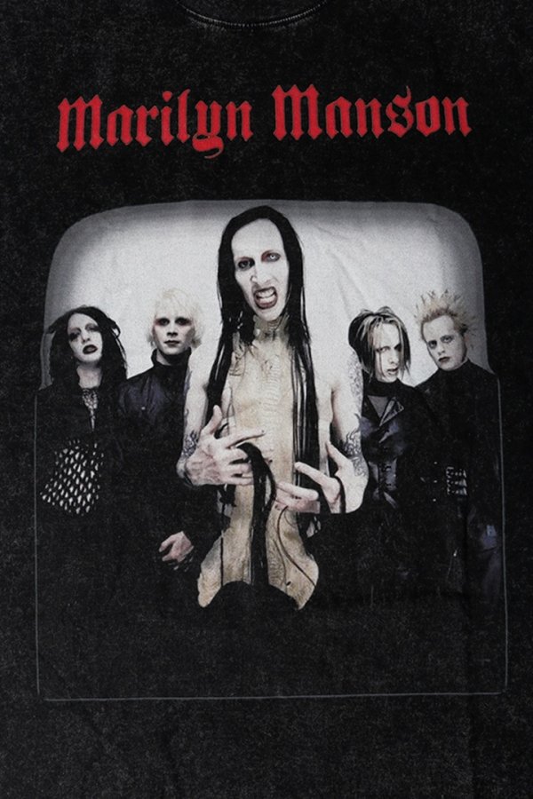 画像4: Marilyn Manson Print Round Neck T-shirt{-BFS} (4)