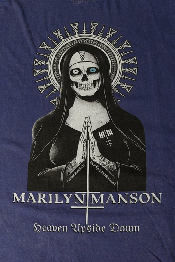 画像4: Marilyn Manson Print Round Neck T-shirt{-BFS} (4)