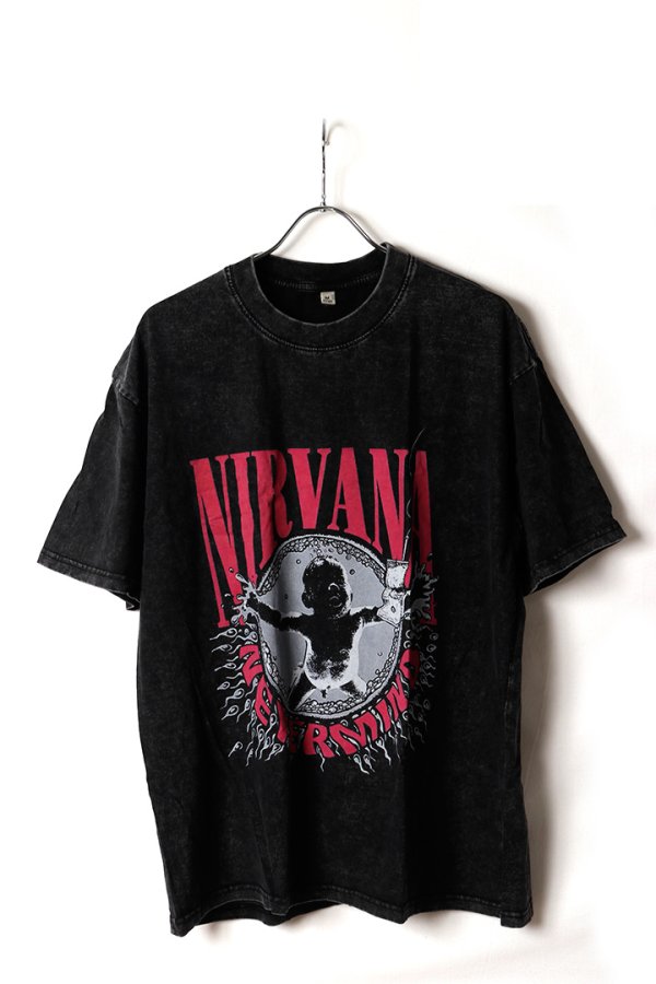 画像1: NIRVANA Print Round Neck T-shirt{-BFS} (1)