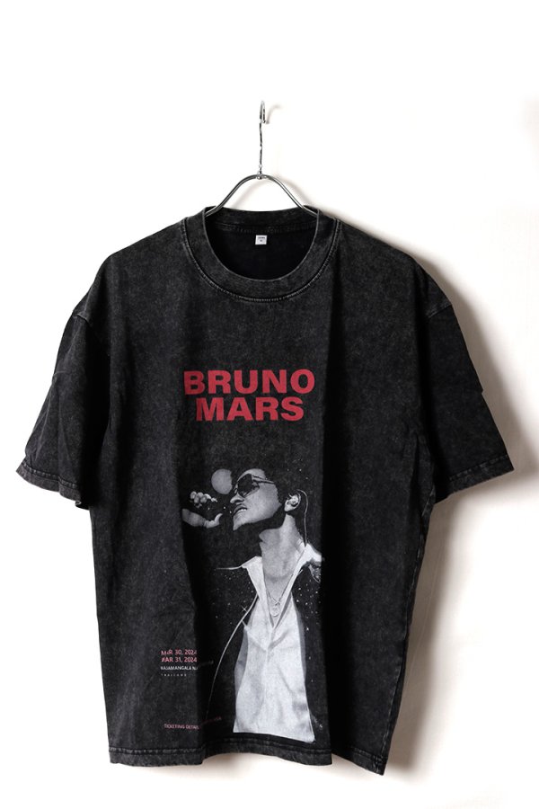 画像1: Bruno Mars Print Round Neck T-shirt{-BFS} (1)