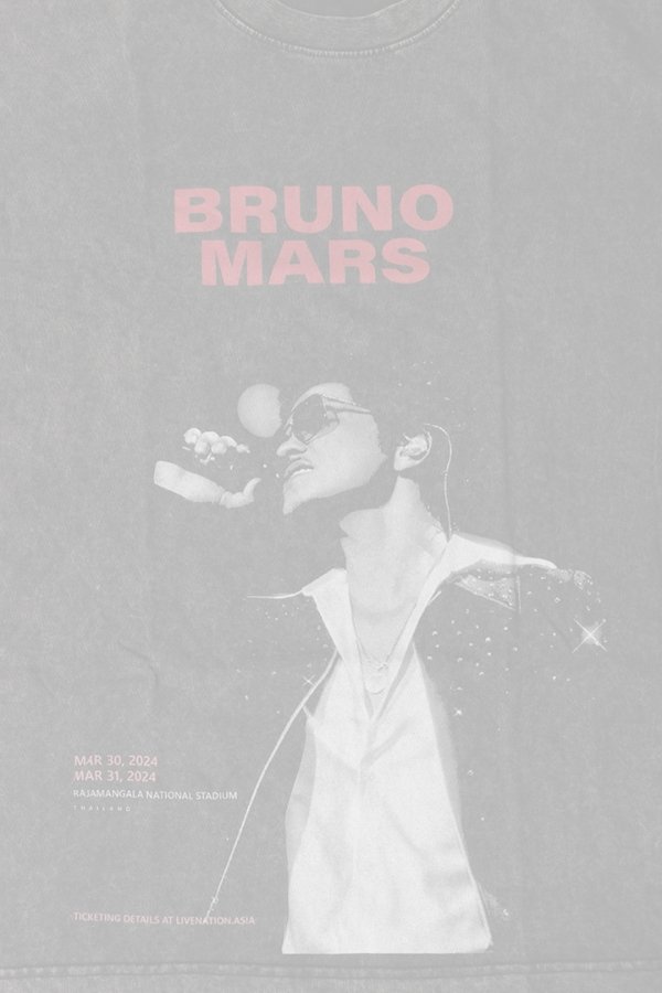 画像4:  {SOLD} Bruno Mars Print Round Neck T-shirt{-BFS} (4)