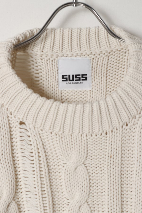 画像2: SUSS スース Jess Unisex Distressed Cable Sweater{-BEA} (2)