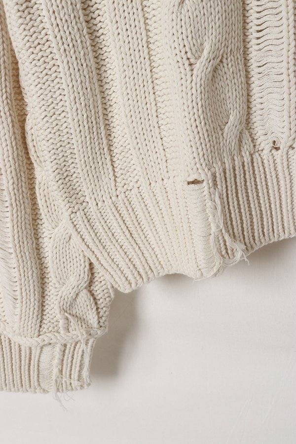 画像5: SUSS スース Jess Unisex Distressed Cable Sweater{-BEA} (5)