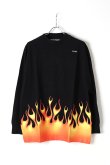 画像1: Palm Angels パームエンジェルス BURNING LOGO OVER TEE L/S{PMAB018R20413017-1088-BJS} (1)