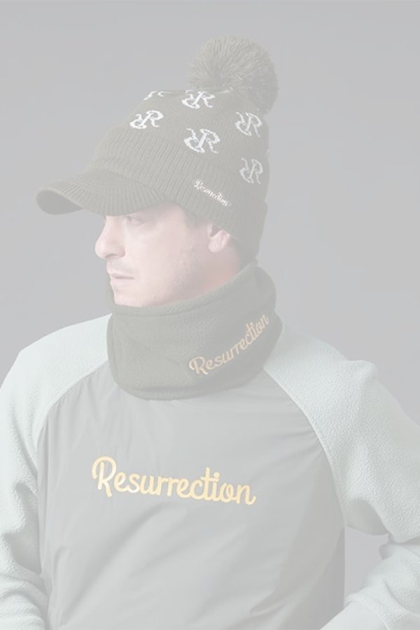 画像3:  {SOLD} レザレクション｜Resurrection RRロゴポンポンニットバイザーキャップ{-BDA} (3)