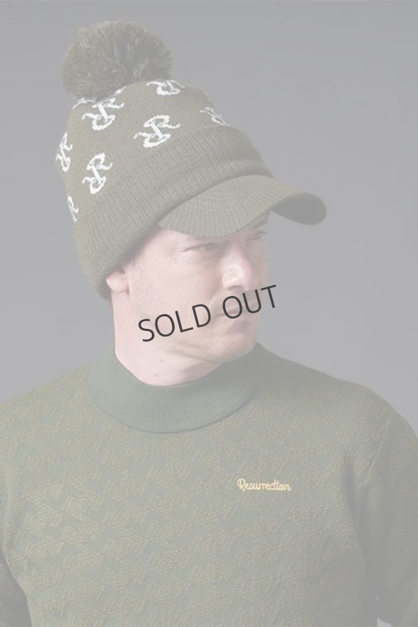 画像4: {SOLD}レザレクション|Resurrection RRロゴポンポンニットバイザーキャップ{-BDA} (4)