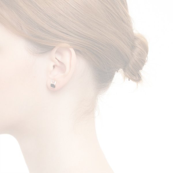 画像2:   Hirotaka ヒロタカ Bird Of Paradise Stud Pierce with Onyx & White Topaz{-BJA} (2)