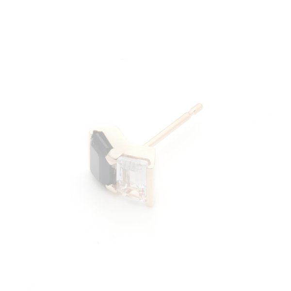 画像3:   Hirotaka ヒロタカ Bird Of Paradise Stud Pierce with Onyx & White Topaz{-BJA} (3)