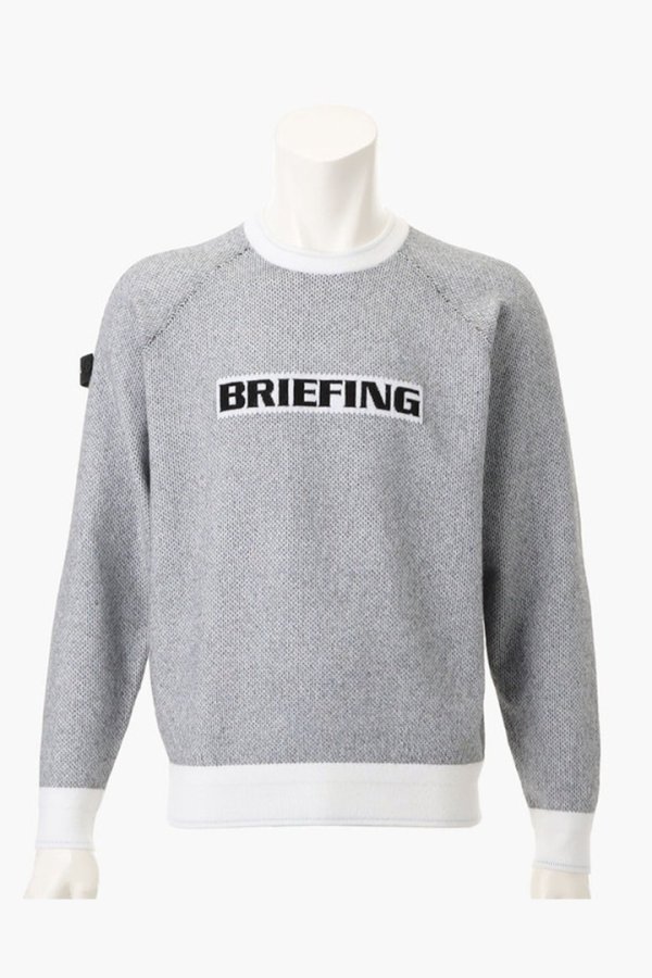 画像1: ブリーフィング ゴルフ BRIEFING MEN’S BIRDS EYE LOGO CREWNECK KNIT{-BEA} (1)