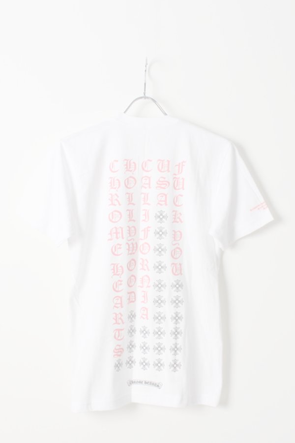 画像1:  {SOLD} CHROME HEARTS クロムハーツ Pink Script Tee {-AIS}  :CH-1903-C-WHT  (1)