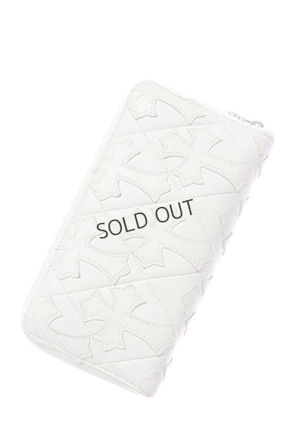 画像2: {SOLD}CHROME HEARTS クロムハーツ クロスパッチセメタリーキルテッドレザーラウンドファスナーロングウォレット{CH-201602-03-WHT-AFS} (2)