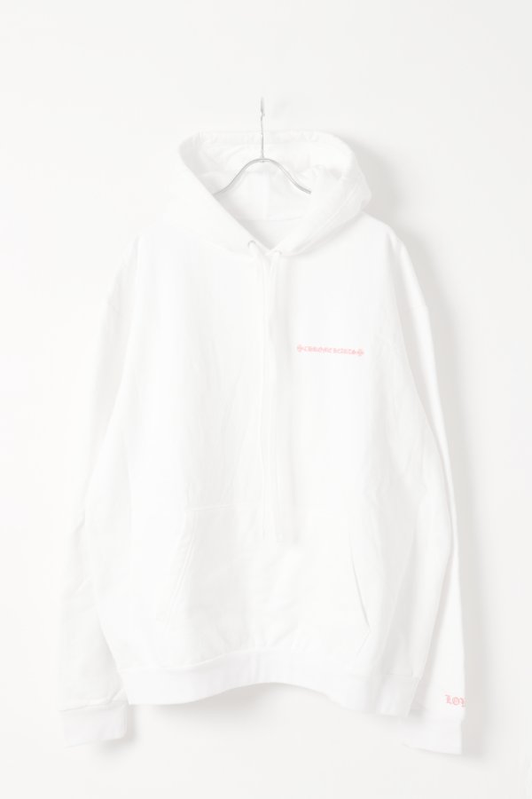画像1:   CHROME HEARTS クロムハーツ ローリーリンスタークプルオーバーパーカー Laurie Lynn Stark Love You Photo Hoodie {408205573WHT***735-BES}  :CH202501-01-WHT-XL  (1)