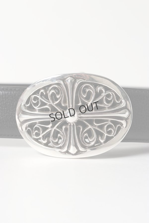 画像2: {SOLD}★海外買付 新品 インボイス付 CHROME HEARTS クロムハーツ クラシックオーバルクロスバックルベルト1.5{-BES} (2)