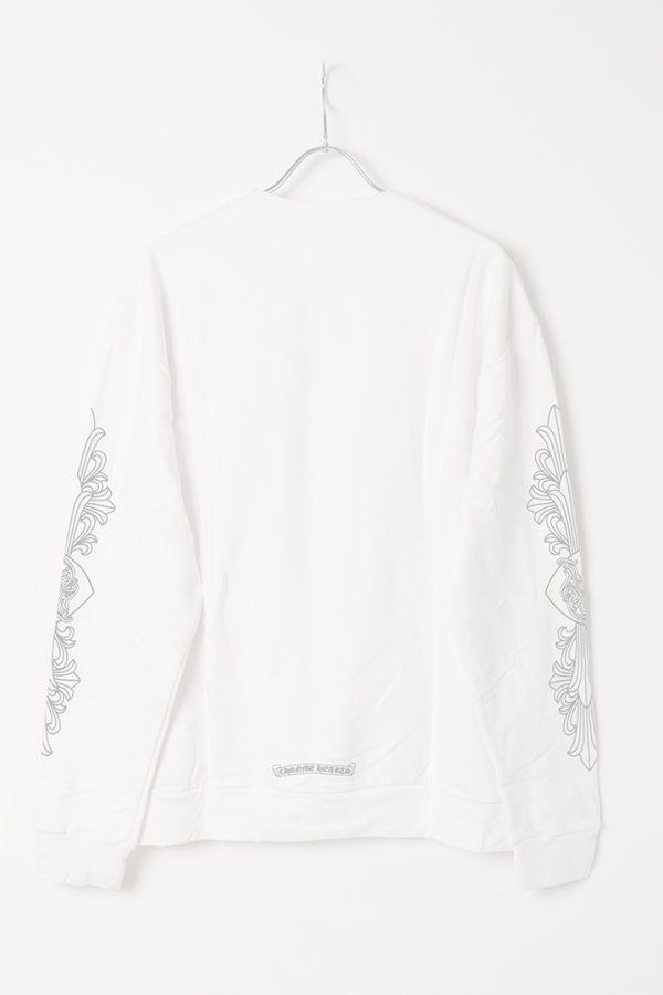 画像6:   CHROME HEARTS クロムハーツ フローラル クロス CHハート LOVE YOU クルーネック スウェットシャツ {-BES}  :CH202505-03-WHT  (6)