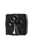 クロムハーツ　レザークロスパッチCHクロスリストバンド(ブラック) ☆新品 CHROME HEARTS クロムハーツ クロスパッチ リストバンド
