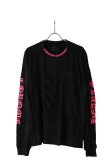 画像1: CHROME HEARTS ロングスリーブ ポケットクルーネックTシャツ ブラック×ピンク{-BEA} (1)