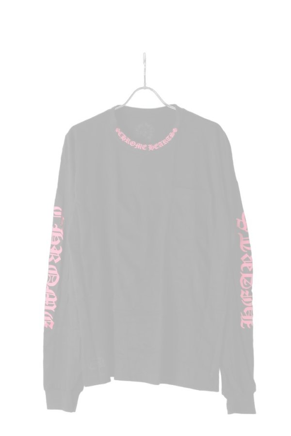 画像1:  {SOLD} CHROME HEARTS ロングスリーブ ポケットクルーネックTシャツ ブラック×ピンク {-BEA}  :CH202510-01-BLK  (1)
