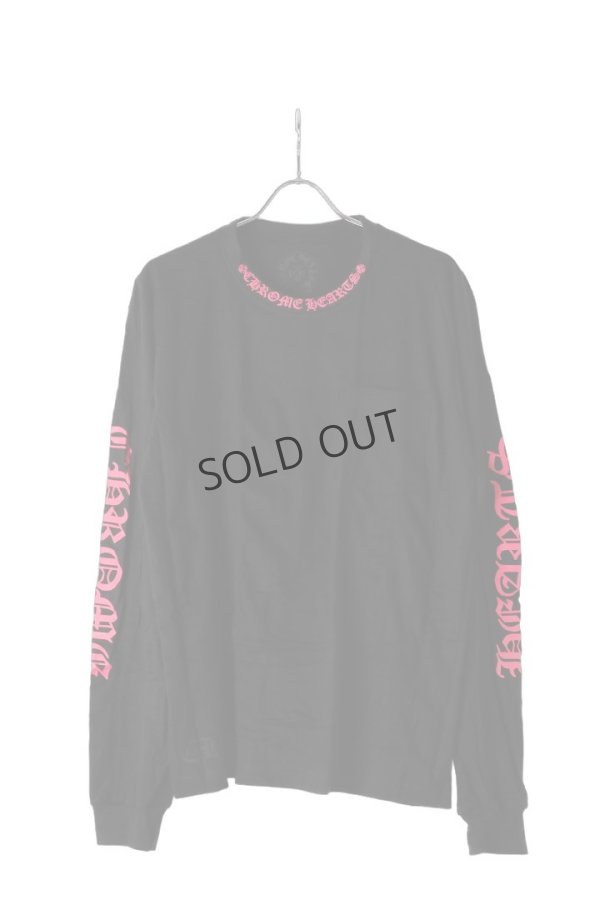 画像1: {SOLD}★新品 CHROME HEARTS ロングスリーブ ポケットクルーネックTシャツ ブラック×ピンク{-BEA} (1)