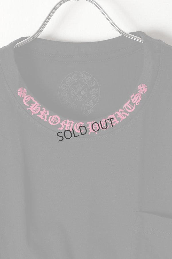 画像2: {SOLD}★新品 CHROME HEARTS ロングスリーブ ポケットクルーネックTシャツ ブラック×ピンク{-BEA} (2)