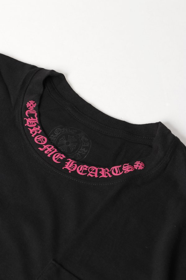 画像9: CHROME HEARTS ロングスリーブ ポケットクルーネックTシャツ ブラック×ピンク{-BEA} (9)