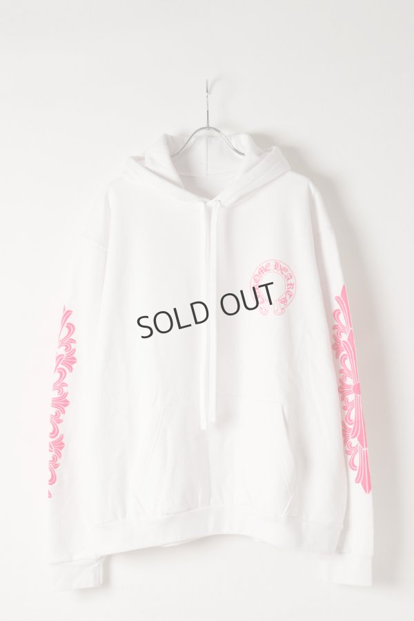 画像2: {SOLD}★新品 インボイス付 CHROME HEARTS クロムハーツ ピンクホースシュー フローラルスリーブ プルオーバーパーカー Pink Horseshoe Floral Sleeve Pullover Hoodie{408152701WHTLRG01R-BEA} (2)