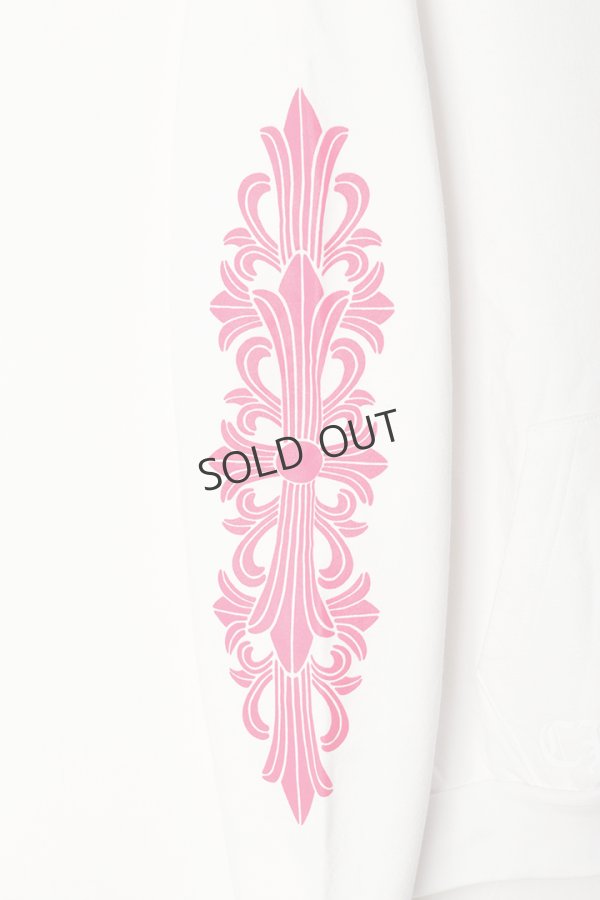 画像4: {SOLD}★新品 インボイス付 CHROME HEARTS クロムハーツ ピンクホースシュー フローラルスリーブ プルオーバーパーカー Pink Horseshoe Floral Sleeve Pullover Hoodie{408152701WHTLRG01R-BEA} (4)