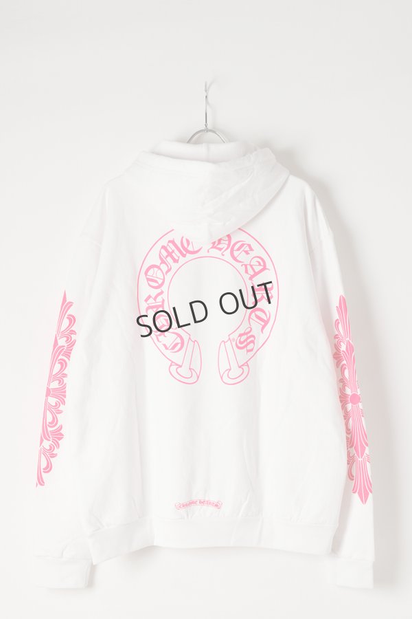 画像6: {SOLD}★新品 インボイス付 CHROME HEARTS クロムハーツ ピンクホースシュー フローラルスリーブ プルオーバーパーカー Pink Horseshoe Floral Sleeve Pullover Hoodie{408152701WHTLRG01R-BEA} (6)