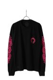 画像1: {SOLD}★新品 CHROME HEARTS クロムハーツ ピンクホースシュー フローラルロングスリーブTシャツ ブラック Pink Horseshoe Floral Long-Sleeve T-Shirt - Black{408129112******01G-BEA} (1)