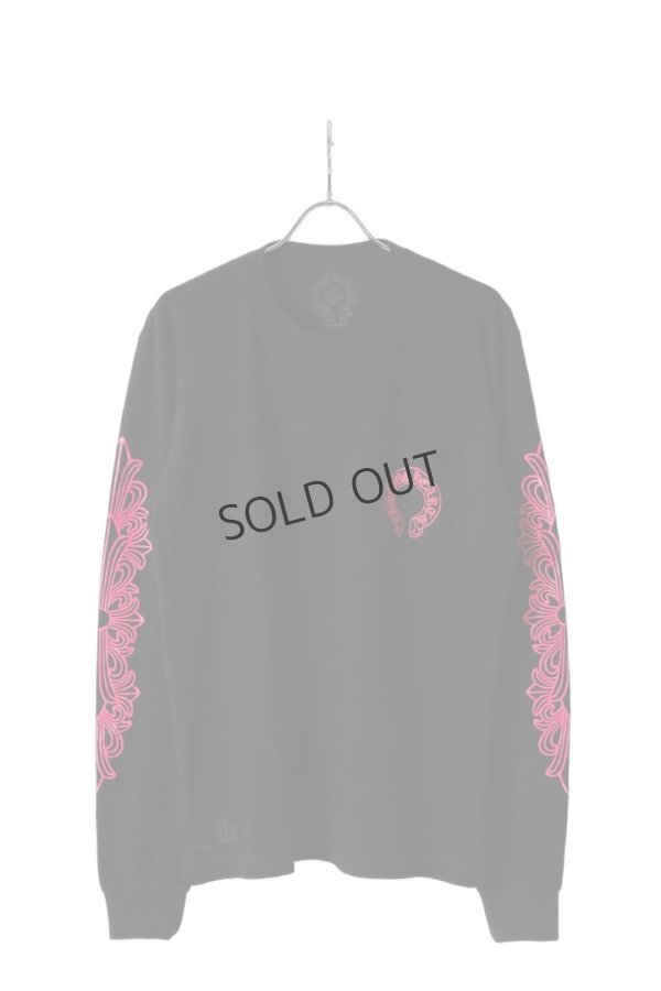 画像1: {SOLD}★新品 CHROME HEARTS クロムハーツ ピンクホースシュー フローラルロングスリーブTシャツ ブラック Pink Horseshoe Floral Long-Sleeve T-Shirt - Black{408129112******01G-BEA} (1)