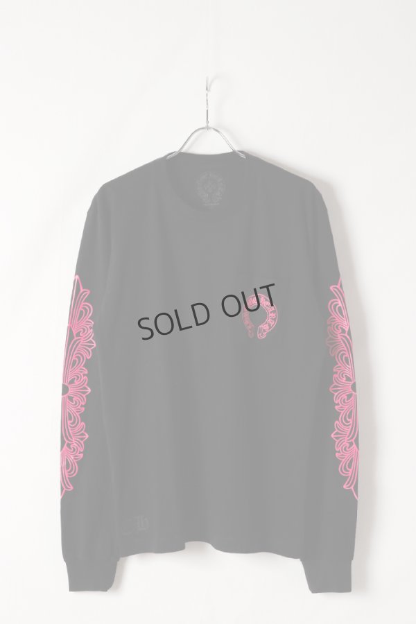画像2: {SOLD}★新品 CHROME HEARTS クロムハーツ ピンクホースシュー フローラルロングスリーブTシャツ ブラック Pink Horseshoe Floral Long-Sleeve T-Shirt - Black{408129112******01G-BEA} (2)