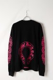 画像7: {SOLD}★新品 CHROME HEARTS クロムハーツ ピンクホースシュー フローラルロングスリーブTシャツ ブラック Pink Horseshoe Floral Long-Sleeve T-Shirt - Black{408129112******01G-BEA} (7)